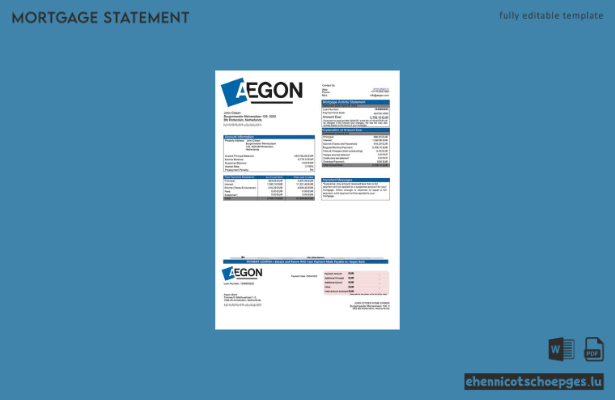 Aegon Bank, Niederlande – Hypothekenabrechnung (Word- und PDF-Beispiel)